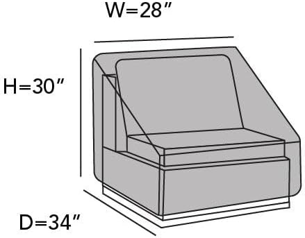 Covermates Outdoor Sectional Armless Chair Cover - Water Resistant Polyester, Drawcord Hem, Mesh Vents, Seating and Chair Covers, 28W x 34D x 30H, Charcoal