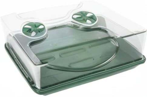 EarlyGrow 70738 Medium Domed Propagator, 15" x 9" x 7", Black/Dark Green