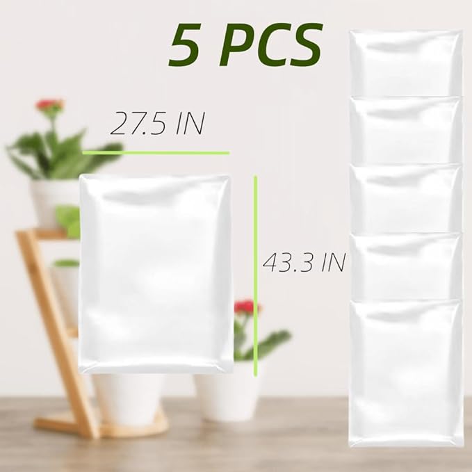 Plant Covers Freeze Protection - 5PCS Transparent Premium Thickened PE,Prevent Freezing Hurricane Rainstorm Sandstorm Pest Bird Injury, for Outdoors Garden Greenhouse Plant (27.5×43.3 inch)