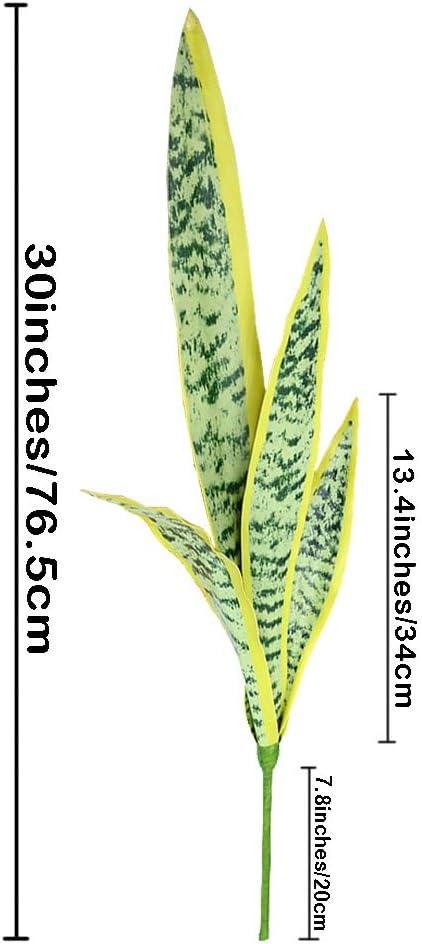 Ollain 4 PCS Artificial Sansevieria Plants 30" Fake Snake Branches Faux UV Resistant Plant for Indoor and Outdoor Home Garden Office Tabletop Floor Decorations