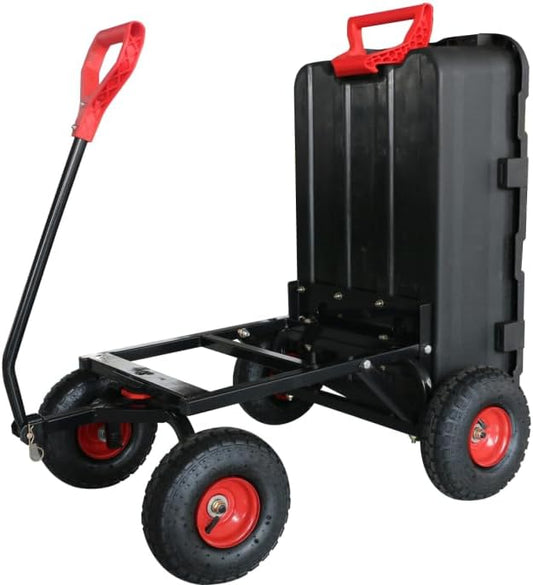 Garden Dump Cart,Heavy Duty 900lbs Poly Wheelbarrow with 10-Inch Tires,180° Rotating Handle,Steel Frame and Quick Release System for Garden,Lawn,Barn,Farm