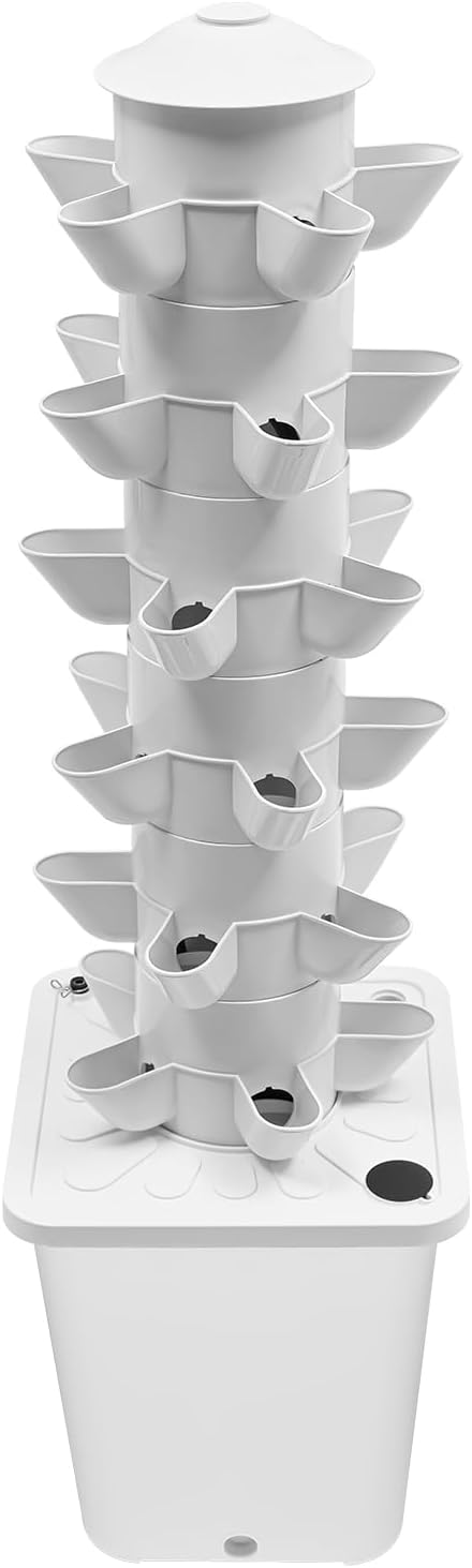 Hydroponics Vertical Growing Kit with Grow Lights 30 Plant Garden Hydroponic Growing System Outdoor Outdoor Indoor Vertical Garden Planter Tower with Automatic Watering for Herbs Fruits Vegetables