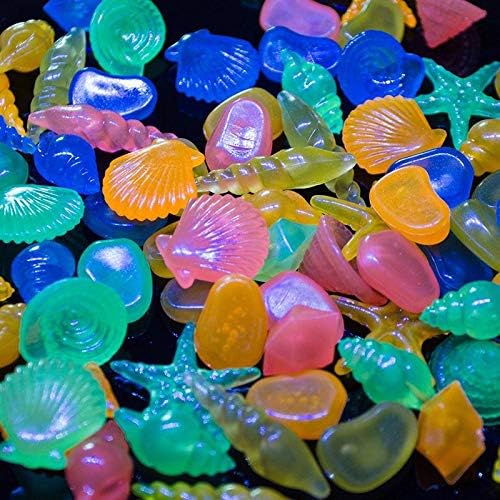 Oubest Glow in The Dark Pebbles/Glow Stones/Glowing Rocks Blue Decor for Garden/Fish Tank/Aquarium/Walkway/Driveway/Plant Pots/Bonsai (100, Starfish)