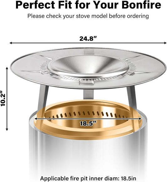 HGD 20" Smokeless Firepit with Heat Deflector, Stainless Steel Wood Burning Fire Pit for Friends & Family Gatherings, Secondary Combustion Outdoor Patio Stove for Garden BBQ & Bonfire
