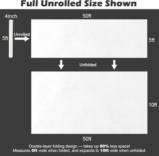 BTPLASTIK Frost Protection Covers for Outdoor Plants 10 x 50Ft, Winter Plant Blankets Freeze Cloths, Folded Rolling Plant Covers Freeze Protection for Raised Beds, Fruit Trees & Shrubs