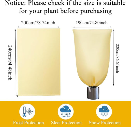 2 Pack Winter Plant Covers Freeze Protection, Thicker Frost Cloths Tree Covers with Zipper & Adjustable Drawstring, Antifreeze Protective Cover for Garden Shrub Plants, 78.7” x 94.5”