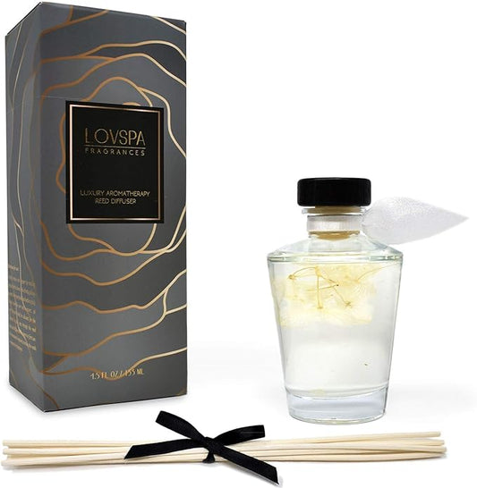 LOVSPA Reed Diffuser Set, Heavenly Southern Magnolia Scented Oil Diffuser with Sticks, Home Fragrance Accessories for Bathroom Shelf Decor, Aroma Diffusers for Home or Office Desk, USA Made
