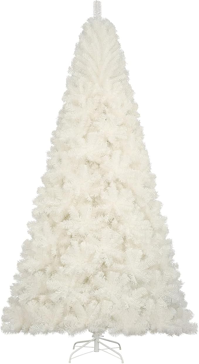 6ft White Christmas Tree, Xmas Tree Artificial Christmas White Trees with 1005 Branch Tips and Decorations(1pcs Top Star, 2set 200 Tips Battery Boxes Powered,Pencil Christmas Tree Holiday Decorations