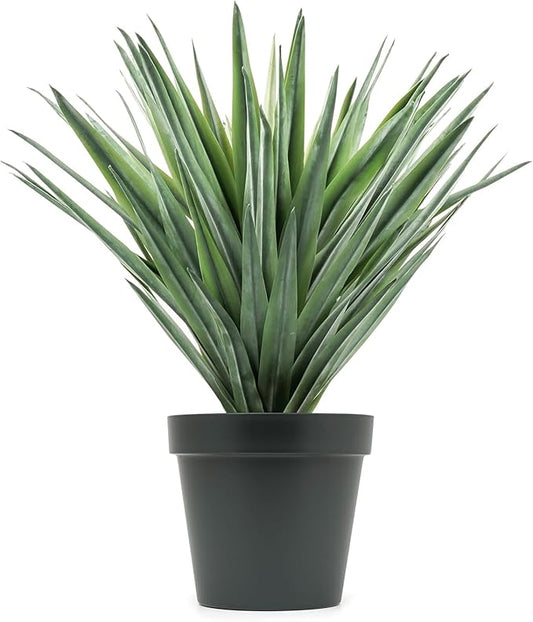 Velener Artificial Agave Plant in Black Pot with Real Stone Pebbles, Large Fake Agave Plant for Indoor and Outdoor-22 inches Tall, 105 Leaves
