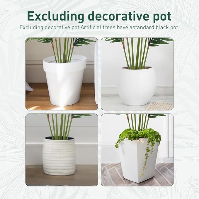 Fake Palm Trees 4 Ft Artificial Tropical Silk Plant-Tall Faux Faux Areca Palm Plants,Tall Artificial Plants Indoors and Outdoors in Pot