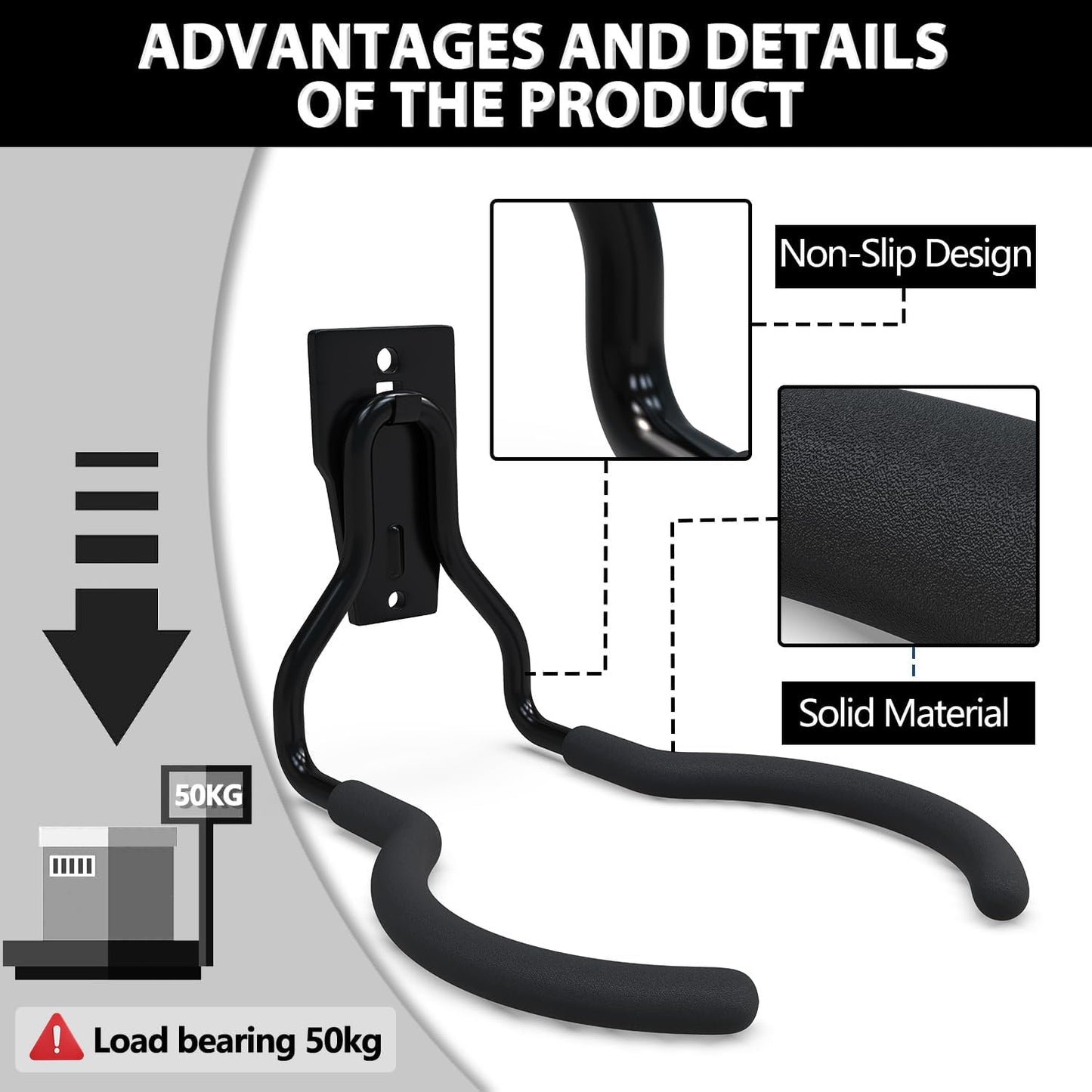 3-H Weed Eater Hanger 1 Pack,1 Large Garage Wall Hooks,1 Extension Strap,Utility Weedeater Rack,Tool Hangers for Organizing and Hanging Weed Wacker,Leaf Blower,String Trimmer,Power Tool in Garden