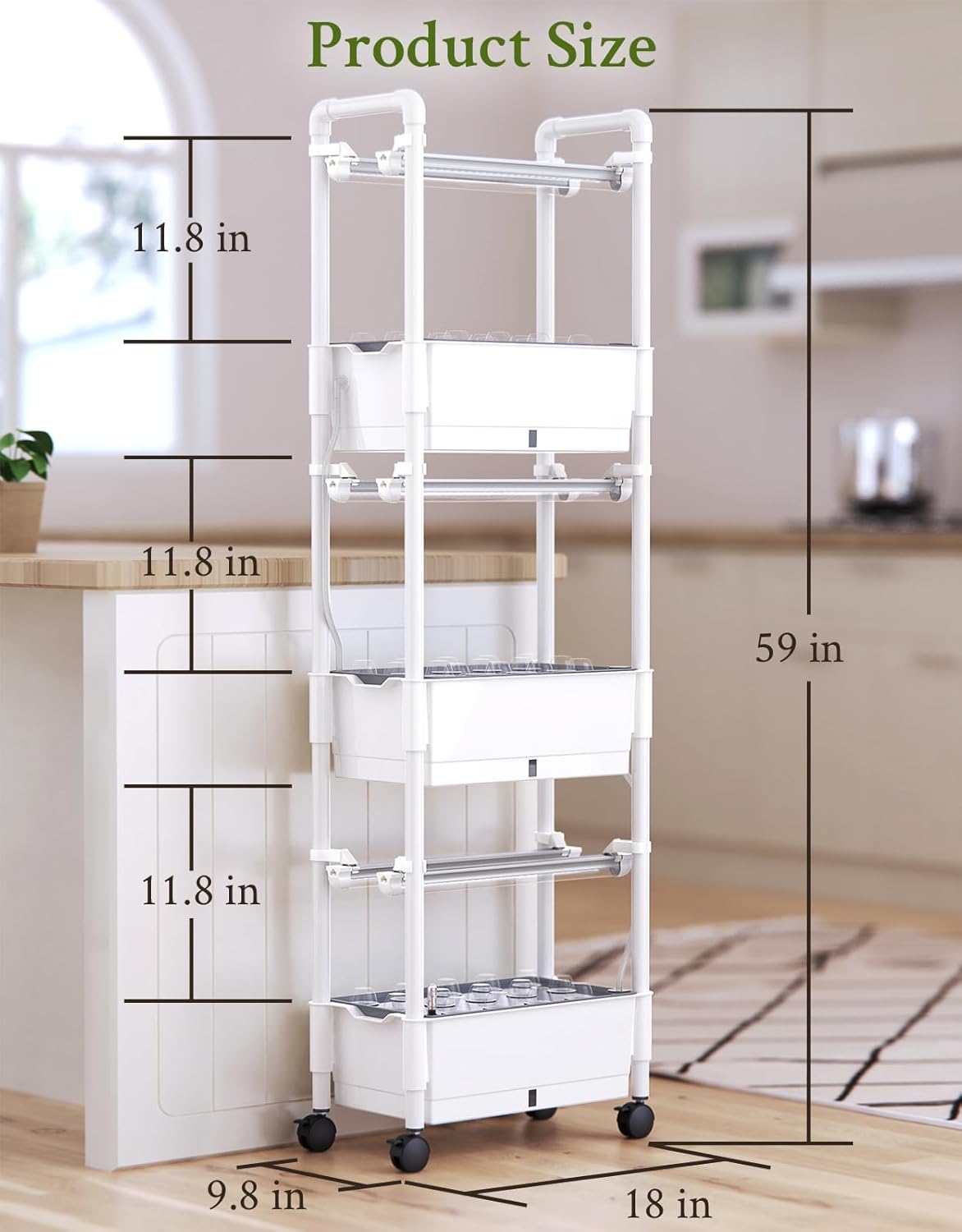 Hydroponics Growing System,AOONEG 42Pods Indoor Herb Garden with LED Grow Light,Hydroponics Growing System Kit with Automatic Timer,Pump System,Adjustable Height (No Seed,Glossy White, 3Layer-42Pods)