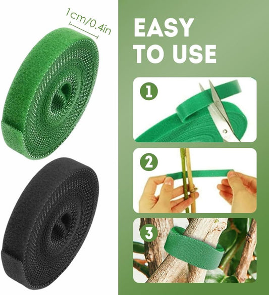 Reusable Plant Ties Tape for Climbing Plants, Garden Ties Tomato Plant Supports, Adjustable Garden Twine & Twist Ties Plant Ties for Outdoor Indoor Plants Stakes Gardening Supplies (Red, 3 Rolls)