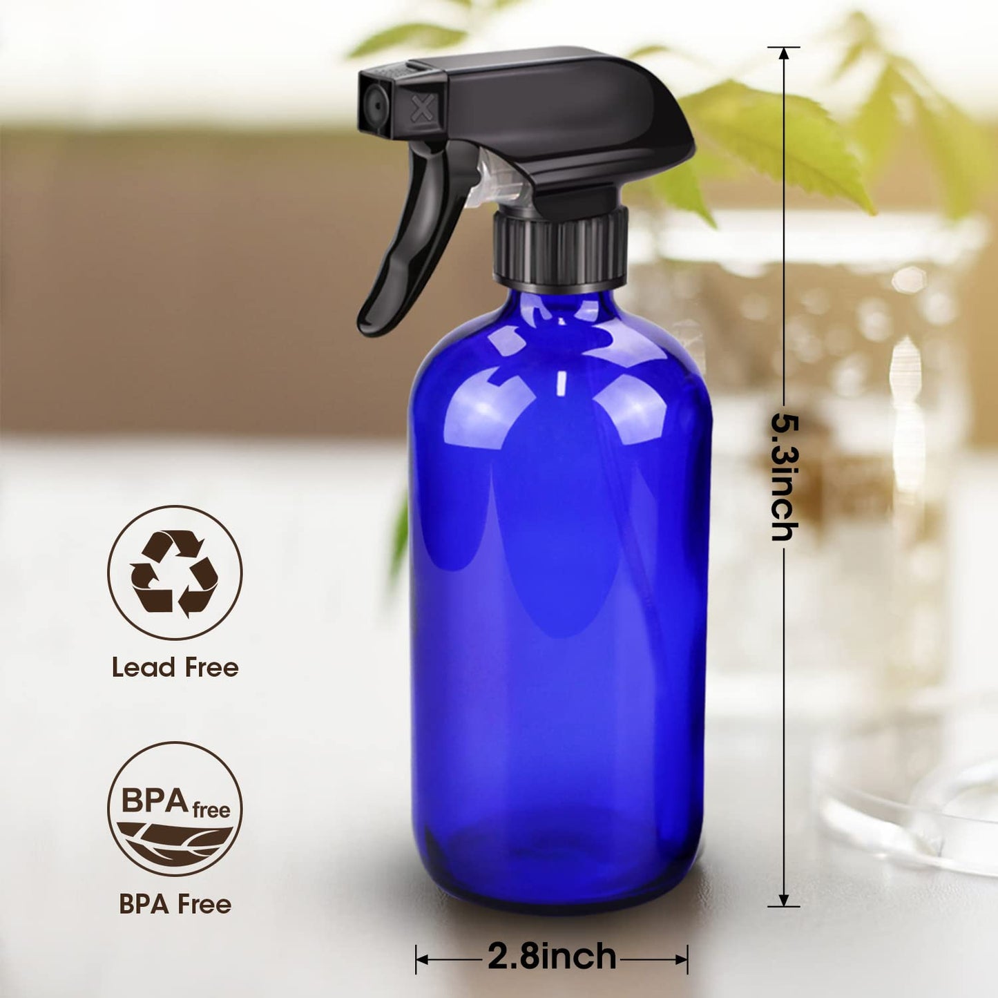 Wedama Glass Spray Bottles, 16 oz Glass Spray Bottles for Cleaning Solutions and Essential Oils, Refillable Empty Spray Bottle with Adjustable Nozzles for Alcohol, Plant and Hair Care (1 Pack)