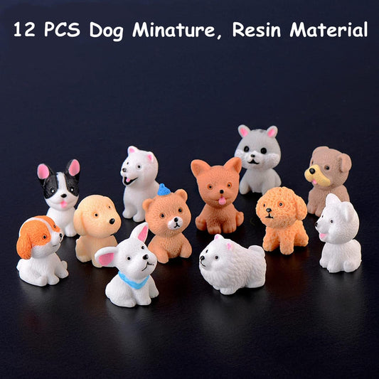 LONCESS Fairy Garden Accessories, 12 Pcs Dog Miniature Figurines, Realistic Animals Dog for Fairy Garden, Miniature Terrarium Crafts,Ornament for Home Office, Cake Toppers,Car Decor,Tabletop Decor