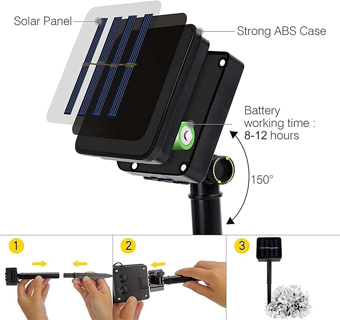 Solar String Flower Lights Outdoor 2Pack 200 LED 80Ft Multi-Color Fairy Lights with 8 Lighting Modes, Waterproof Solar Lights Outdoor for Garden Yard Porch Christmas Wedding Party Xmas Tree Decoration