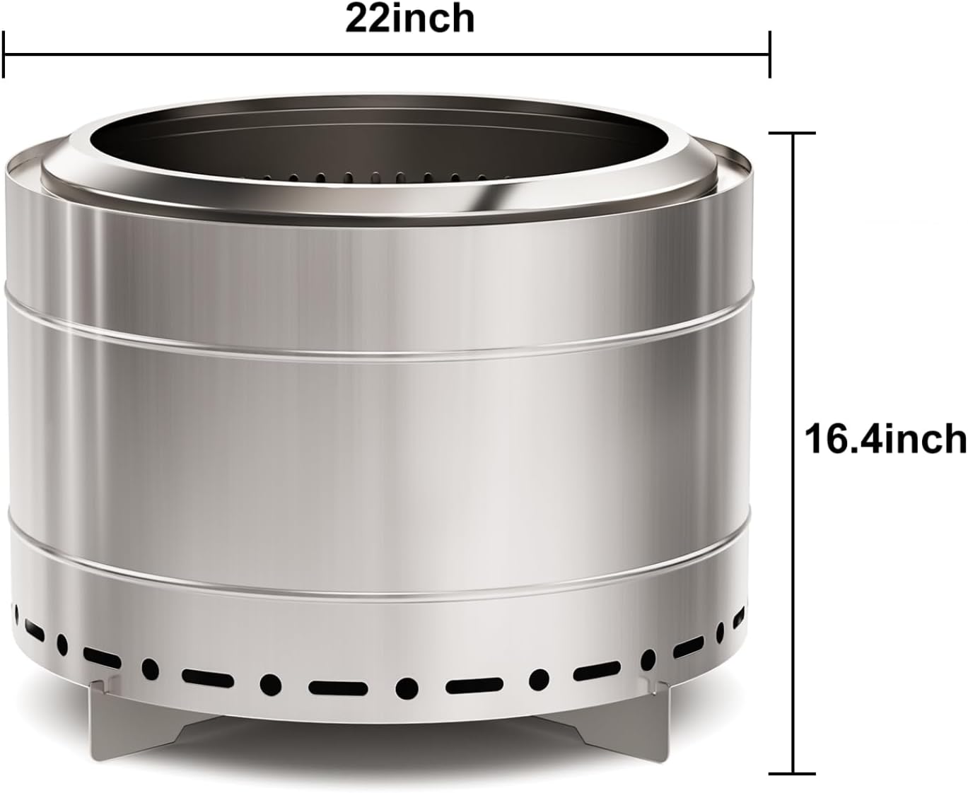 22 inch Smokeless Fire Pit with Carry Bag, Stainless Steel Outdoor Smokeless Firepit, Wood Burning Fire Pits for Camping, Bonfire,Low Smoke Firepit for Outside(Silver)