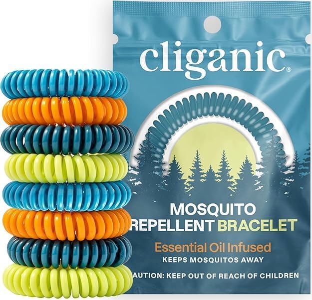 Cliganic 40 Pack Mosquito Repellent Bracelets for Adults & Kids - Natural DEET-Free Bands, Individually Wrapped