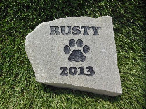 Sandblast Engraved Gray Stone Pet Memorial Headstone Grave Marker Dog Cat ndpp 6 inches to 8 inches