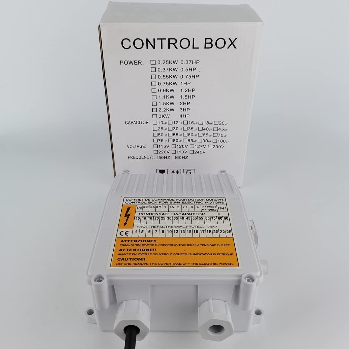 Well Pump Control Box,Submersible Pump Parts Switch Controller Box 1.5KW 2HP Water Pump Accessories Controller Box 80uf 25A Capacitor Starter for Deep Well Pump, External Control Box