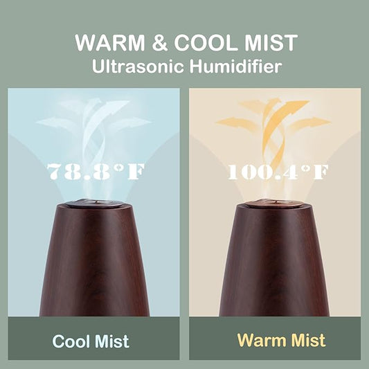 Cool Mist Humidifier,Elecameier Air humidifier for Home/Bedroom with Remote Control 2.3L Smart Air Humidifier for Desk/Office/Bedroom 25dB Whisper Quiet with Auto Shut off dark wood