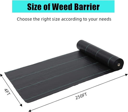 Broadfashion 4ft x 250ft Premium Weed Barrier Landscape Fabric, 5oz Heavy Duty, Weed Control Fabric, High Permeability Good for Flower Bed, Driveway Fabric Ground Cover