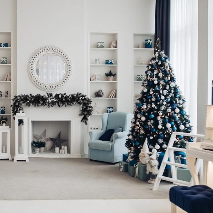 KTKDE 5ft Black Artificial Christmas Tree Halloween Tree Decorations with 560 Tips LED Battery Box Light String Christmas Tree Indoor Holiday Office Party