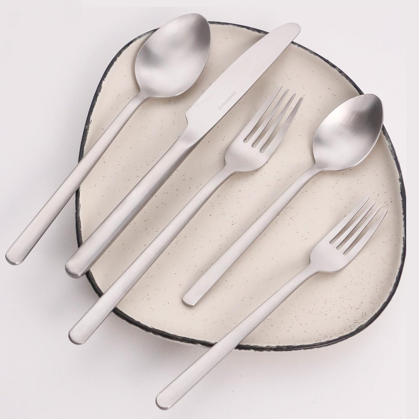 KINGSTONE 30 Pieces Silverware Set, Flatware Cutlery Set for 6, 18/10 Stainless Steel Silverware Utensils Minimalist Design Dishwasher Safe, Matte Silver