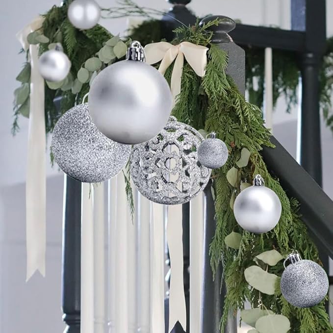 100-Pack Christmas Ball Ornaments for Tree,Shatterproof Plastic Holiday Baubles Set in Assorted Sizes and Finishes, Christmas Tree Decorations for Home, Office, Party, Indoor Outdoor Use