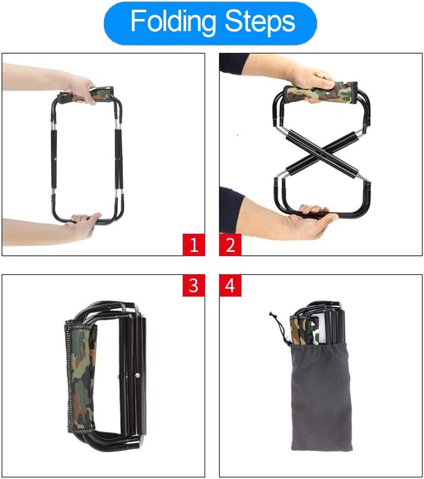 Mini Portable Folding Stool, Camping Fishing Stool for Adults Fishing Hiking Gardening and Beach with Carry Bag, Hold Up to 450lbs(Camouflage)