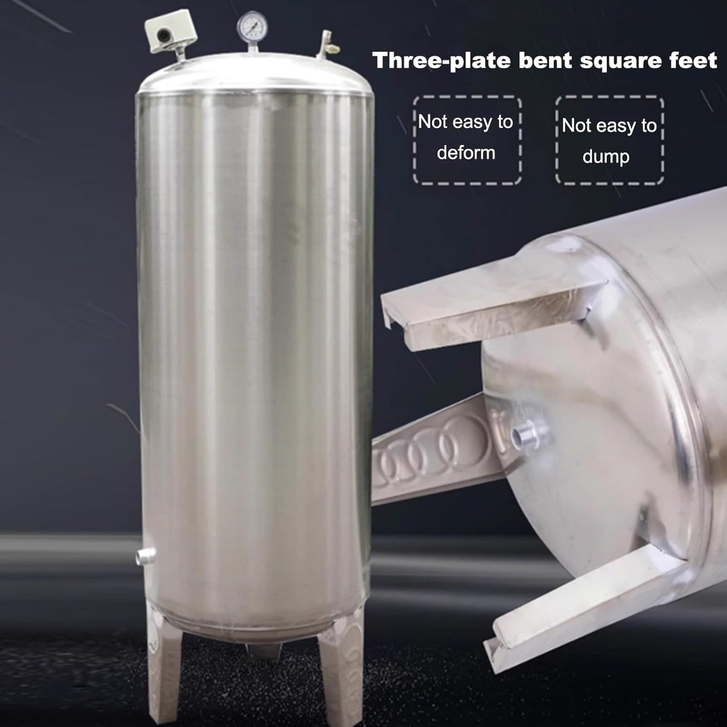 Water Supply System, Fully Automatic Well Water Storage Tank, Stainless Steel Pressure Tank with mounting Fittings for Well/Industrial Cleaning/Garden Watering(160L/42.2gal)