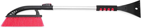 Extendable 33"-46" 2-1 Car Snow Brush with Ice Scrapper (C80100), Snow Broom Head for Car Windshield Pin Lock Telescopic with Soft EVA Grip, Complimentary Ice Scrapper, Long Snow Brush