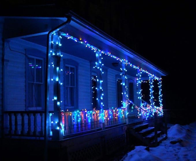 2-Pack Connectable Christmas Lights Outdoor, Total 164FT 400LED Christmas String Lights Waterproof with 8 Modes & Timer, Green Wire Twinkle Lights for Xmas Tree Decorations Outdoor Indoor, Blue