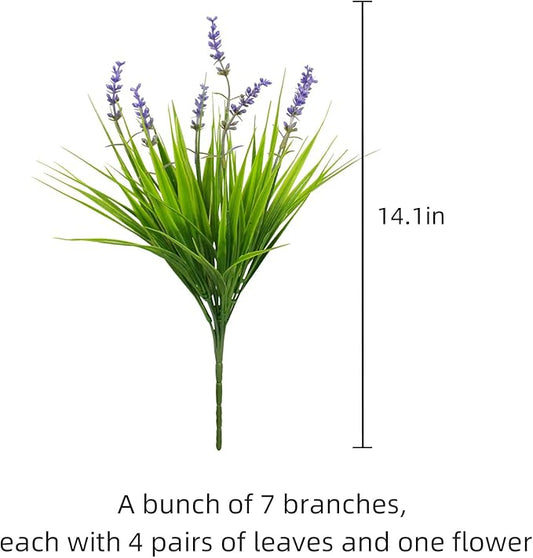 Faux Plants Outdoor 24 Bundles Fake Monkey Grass Artificial Plastic Purple Flowers Outside Flor Fade Resistant Realistic for Planter Porch Patio Decor(24 Bundles Purple Monkey Grasses)
