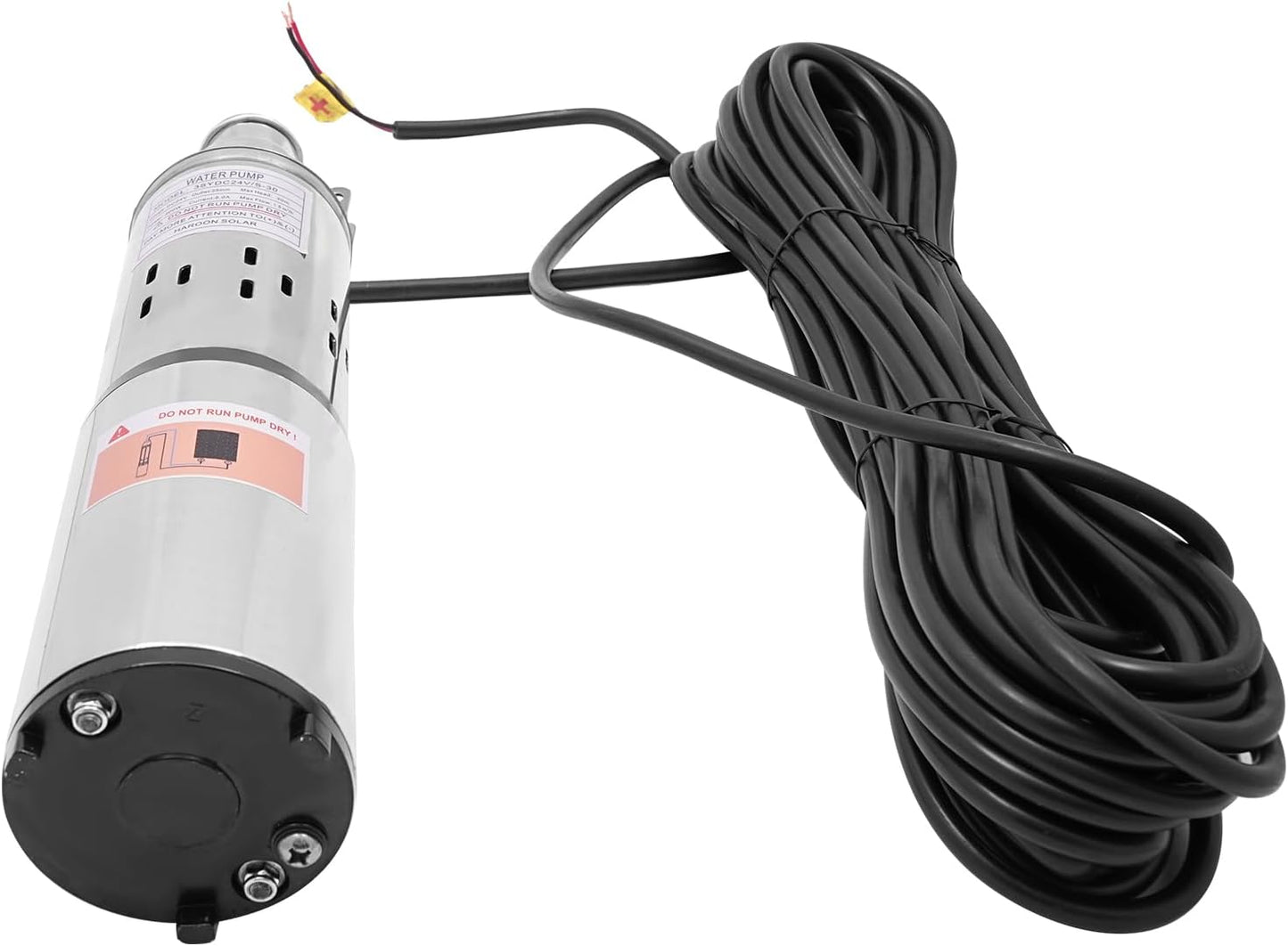 Deep Well Submersible Pump DC 24V 200W Electric Solar Powered Water Pump, 5.3 GPM Flow, 98ft Lift, Farm Ranch Irrigation Submersible Bore Hole Deep Well Pump