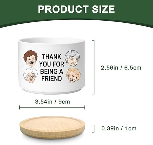 Friend Gifts for Women, Funny Succulent Planter, Flower Cactus Plant Pot, Friendship Gifts for Friend Bestie Sister Birthday, Thank You for Being a Friend Golden Girls Merchandise (Plant Not Included)