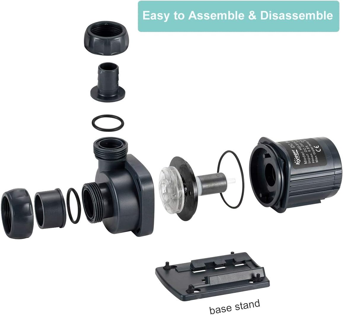 Hygger 1720GPH Quiet Submersible and External 24V Water Pump, with Controller (30%-100% Settings), Powerful Return Pump for Fish Tanks, Aquariums, Ponds, Fountains, Sump, Hydroponics (55W, 14.8ft)