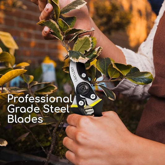 Astorn 8" Premium Bypass Pruning Shears for Gardening - Heavy Duty, Ultra Sharp Garden Shears w/Ergonomic Soft Grip Handle - Made with High-Grade Carbon Steel - Ideal for Cutting, Gardening & Trimming