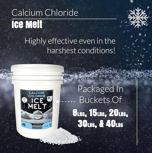 Pail - Calcium Chloride Pellets for Ice Melt - Fast-Acting & Safe on Surfaces - Ideal for Driveways, Sidewalks, and Entryways (20 Pound)
