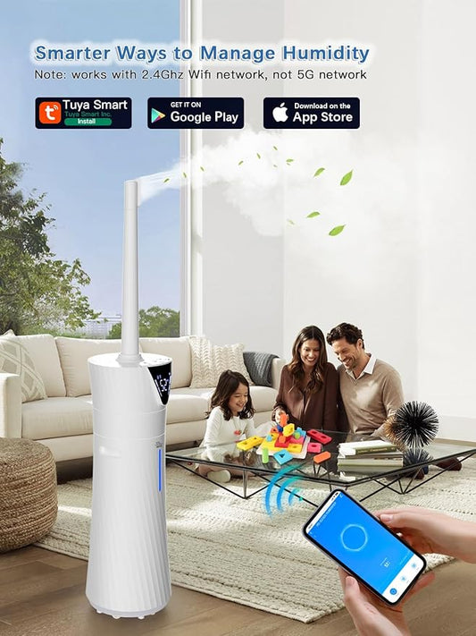 17L/4.5Gal Humidifier Large Room, Smart Quiet Ultrasonic Cool Mist Humidifiers for Bedroom, Covers 2000ft², 56H Runtime, 24H Timer, 3 Mist Modes Humidifiers for Home, Office, Plants, White