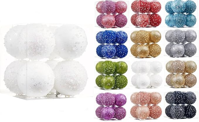 8CT Christmas Ball Ornaments, White Christmas Ball Decorations Shatterproof Plastic Hanging Pearl Balls for Holiday Party(90mm/3.54")