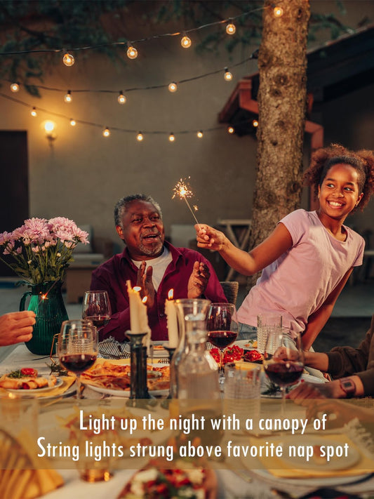 DAMAING Outdoor String Lights 400FT Patio Lights with 208 shatterproof G40 dimmable Globe LED Bulb, Waterproof connectable Outdoor Lighting for Backyard Porch Balcony gazobo, 4-Pack 100FT,Black