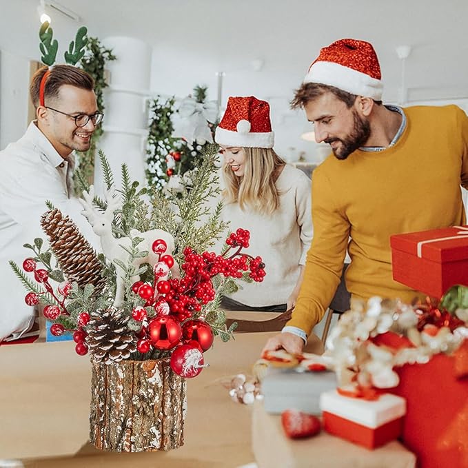 Xmas Decor Small Christmas Tree with Lights - Artificial Tabletop Lighted Mini Christmas Tree with Christmas Ornaments Gnomes Indoor for Office Desk Home Decorations