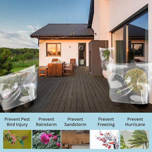 Plant Covers Freeze Protection - 5PCS Transparent Premium Thickened PE,Prevent Freezing Hurricane Rainstorm Sandstorm Pest Bird Injury, for Outdoors Garden Greenhouse Plant (39.3×59 inch)