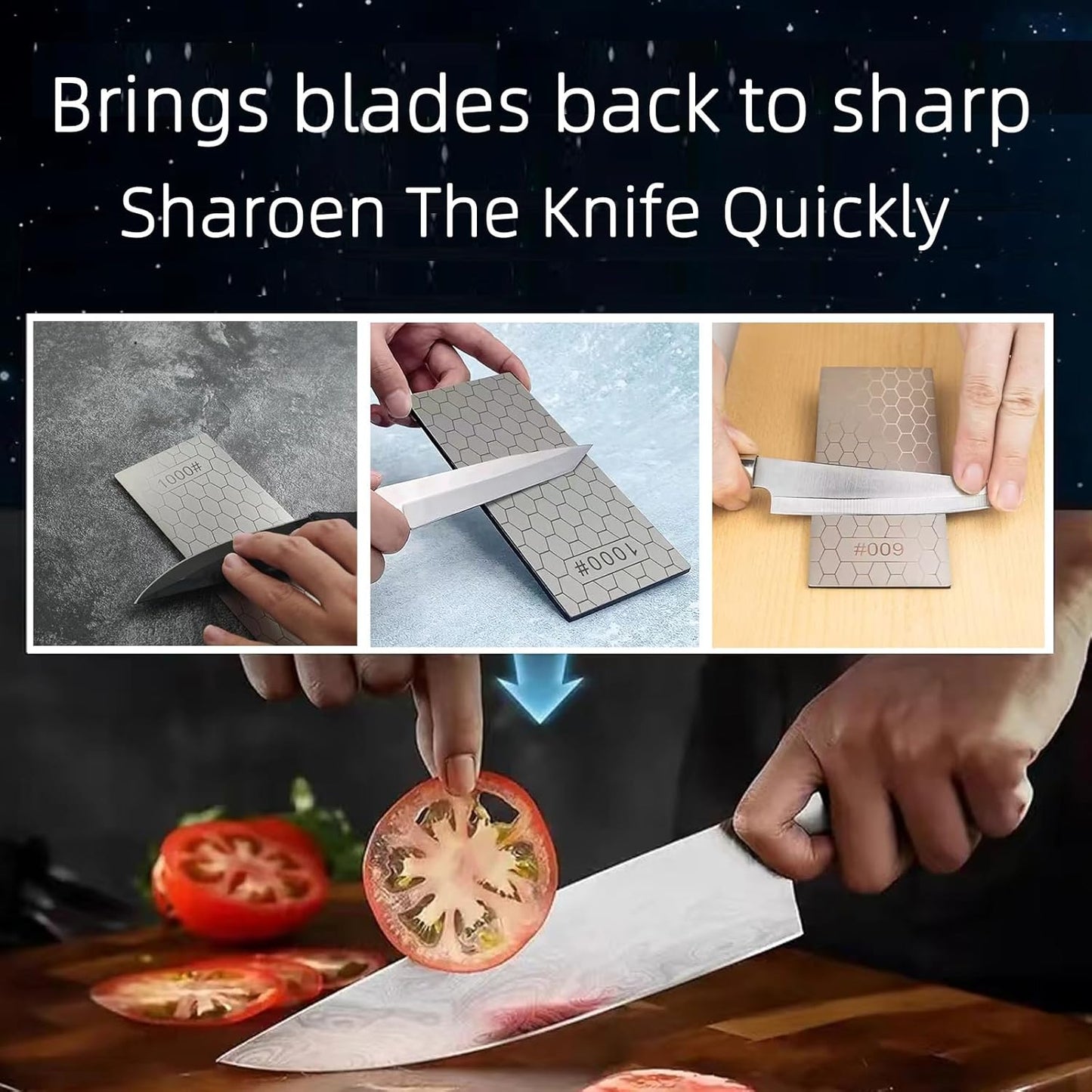 Diamond Sharpening Stone Set, Diamond Lapping Plate Coarse/Medium/Fine Grit Sharpener, Perfect Assistance Sharpener Angle Guide