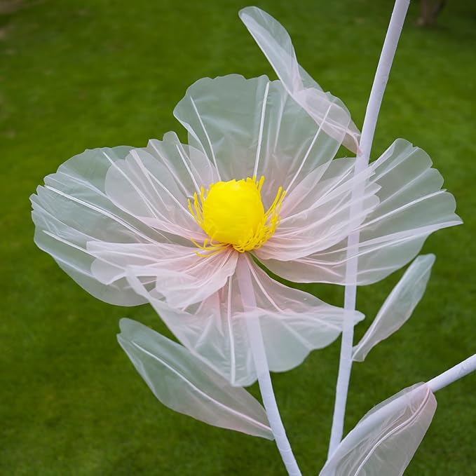 Giant Flowers for Decoration,3-Head Large Artificial Silk Flower with Standing Stems and Base for Party Banquet Wedding Reception Background Decor Home Decor (Pink Gradient)