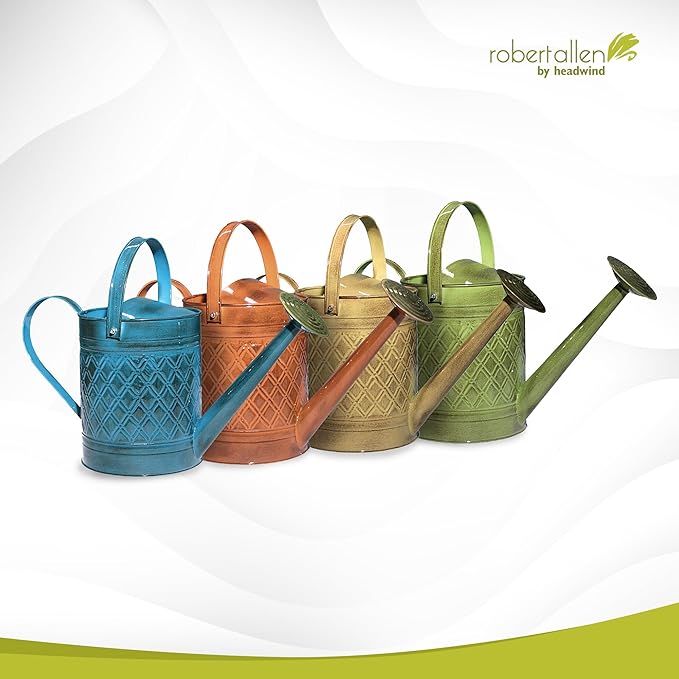 Headwind Wexley Metal Watering Can Outdoor – Tansy Green 2 Gallon Decorative Metal Watering Cans for Garden, Patio, and Indoor Plants – Durable, Stylish, and Easy to Use by Robert Allen