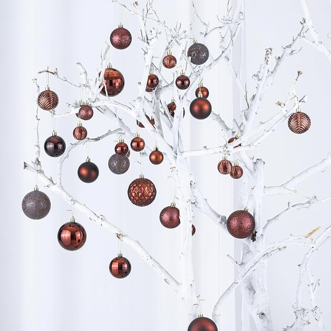 LANGXUN 36pcs Brown Christmas Tree Decorations Balls, Bolas De Navidad, 2025 Christmas Decor, Indoor Outdoor Shatterproof Christmas Ornaments, Xmars Party Wedding Suppiles