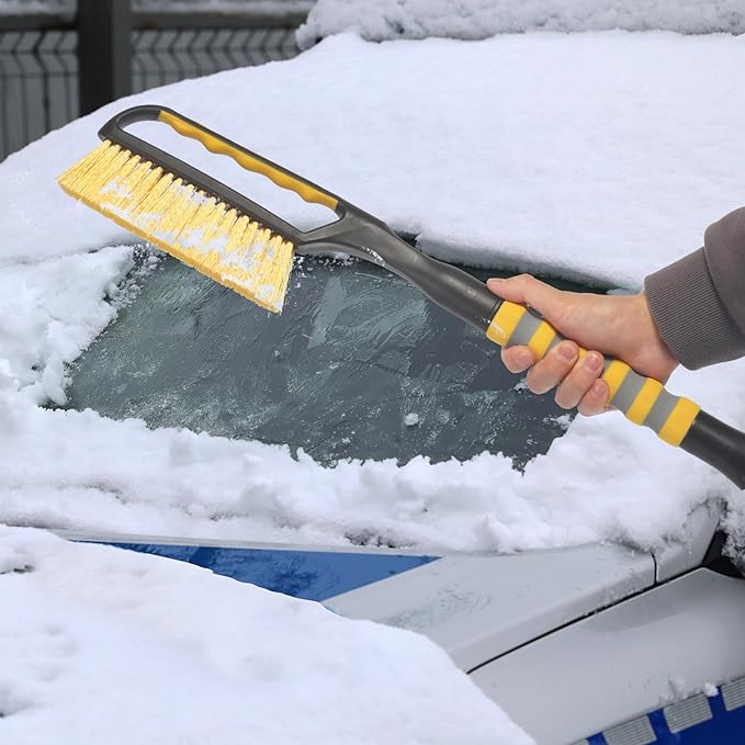 Snow Brush and Ice Scraper for Car Windshield,26.4" Window Scraper Deicer for Car SUV and Truck,Ice Scrapers and Brushes 2 in 1,Winter Car Automotive Exterior Accessories(2Pack Yellow)