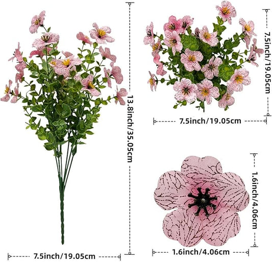 Artificial Flowers Outdoor UV Resistant Fake Plants,12 Bundles Silk Daisy in Pots for Porch Patio Garden, Faux Potted Home Decor for Outside (Pink)